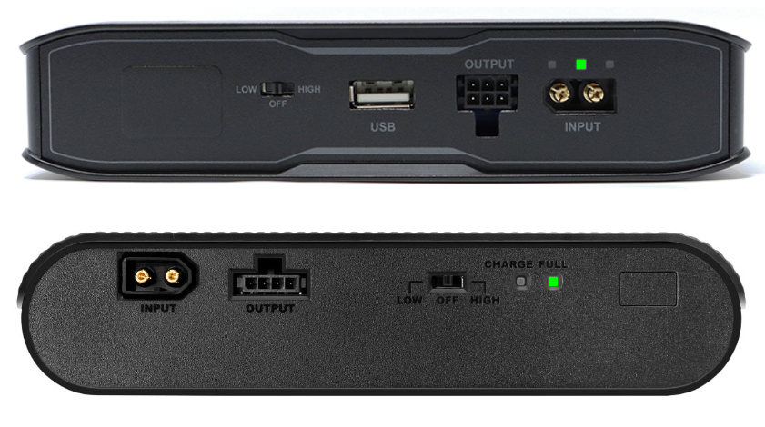 iVolt External Battery Pack charge status LEDs, solid green for full charge