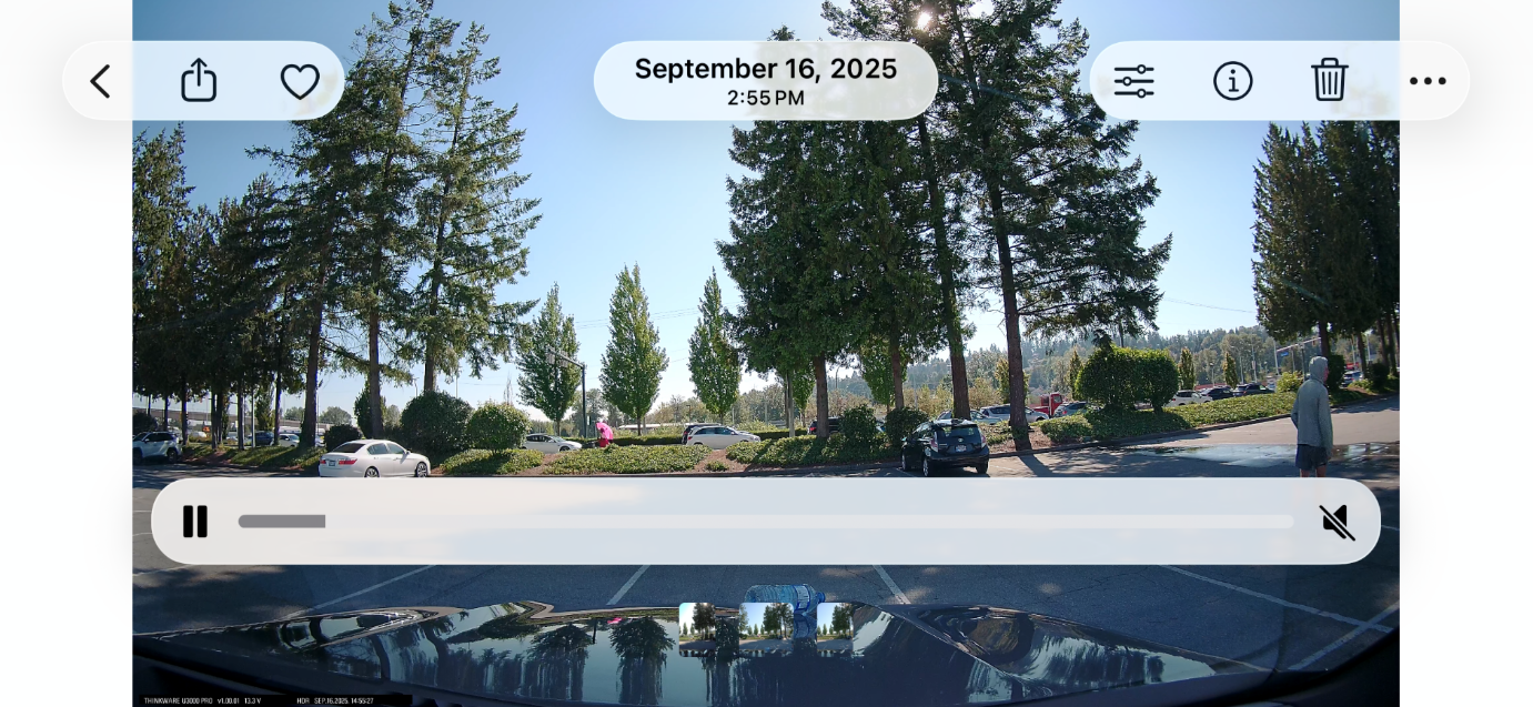 Smartphone default video player rendering full 4K video playback with audio