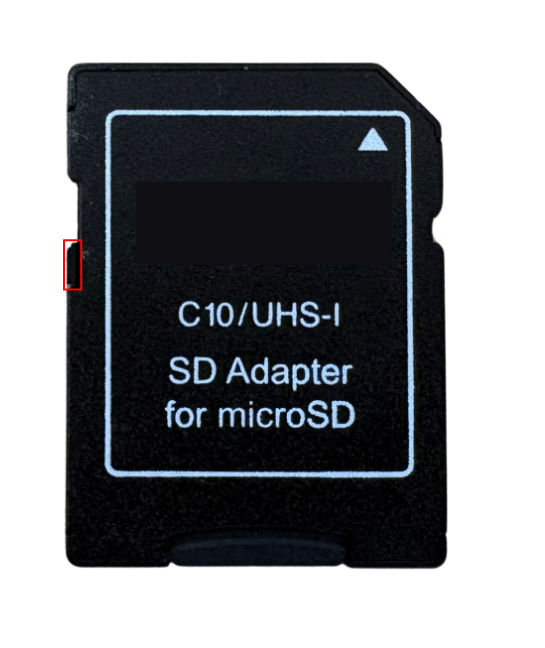Examples of write protection switches on a full-size SD card