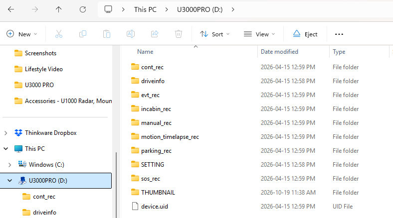 Selecting the microSD card in the File Explorer sidebar