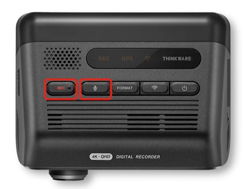 Q1000 REC and microphone buttons highlighted for reset