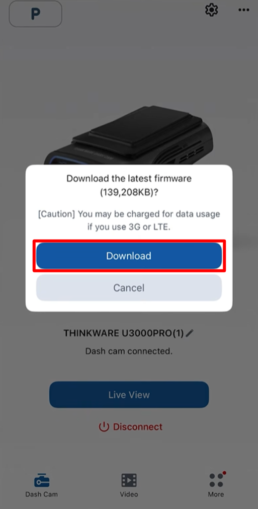 Download the latest firmware prompt with Download