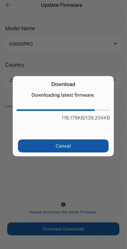 Firmware download progress