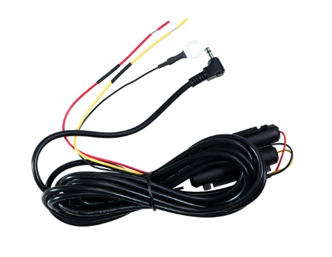 THINKWARE Hardwiring Cable showing the Red ACC, Yellow BATTERY, and Black GND wires with printed labels