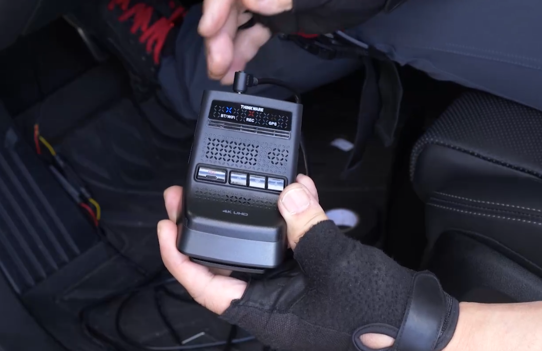 Power cable connected to the dash cam DC-IN port
