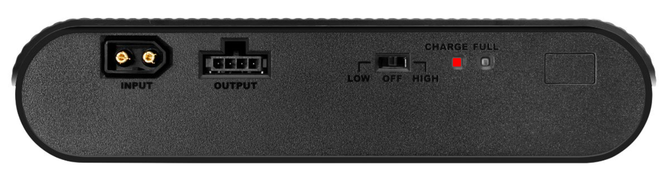 Red indicator showing battery charging