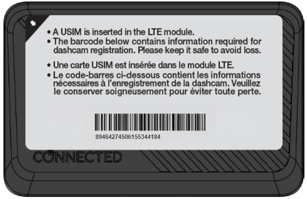 SIM ICCID number printed on the front of the LTE module