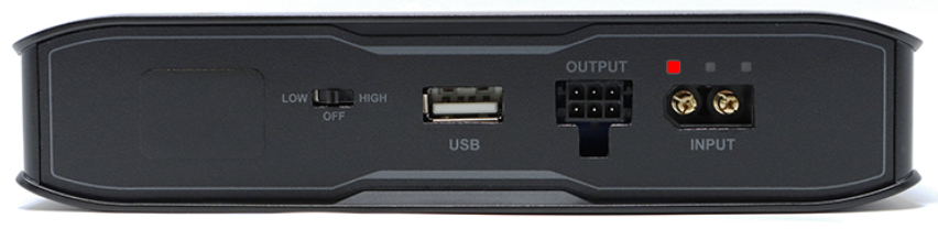 Red indicator showing battery charging