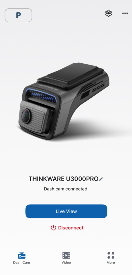THINKWARE DASH CAM LINK app Connected