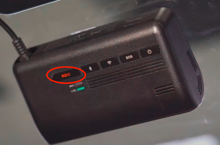 Pressing the REC button on the T700 dash cam to confirm registration