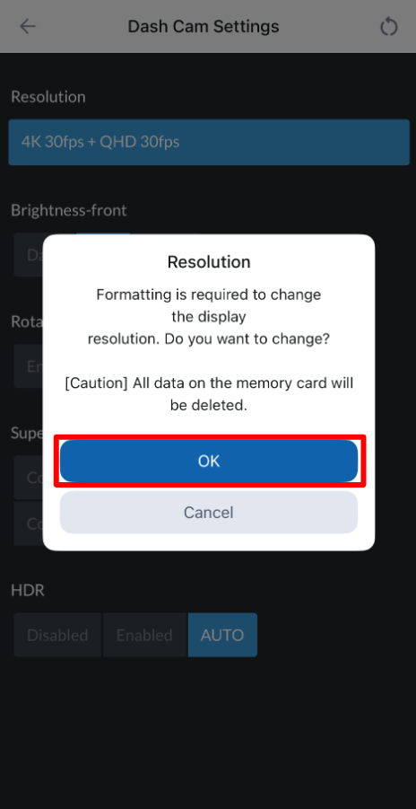 Formatting warning at resolution change